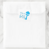 Het is een jongen Geslacht die Baby shower Blue Cl Vierkante Sticker (Tas)