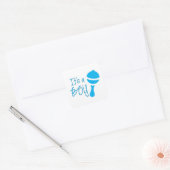 Het is een jongen Geslacht die Baby shower Blue Cl Vierkante Sticker (Envelop)