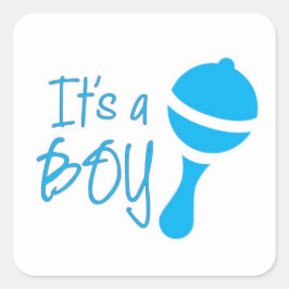 Het is een jongen Geslacht die Baby shower Blue Cl Vierkante Sticker