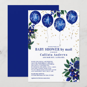 Het is een jongen Glitter Balloons Floral Baby sho Kaart