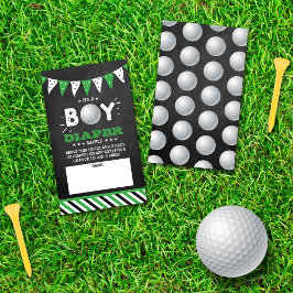 Het is een jongen! Golf Co-ed Baby shower Luier Ra Informatiekaartje