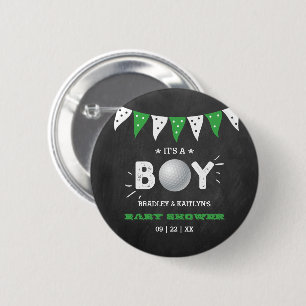 Het is een jongen! Golf Thema Co-ed Baby Shower Ronde Button 5,7 Cm