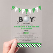 Het is een jongen! Golf ThMED Co-ed Baby shower Acryl Uitnodigingen (Insitu (Draagbaar))