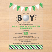 Het is een jongen! Golf ThMED Co-ed Baby shower Acryl Uitnodigingen (Voorkant)