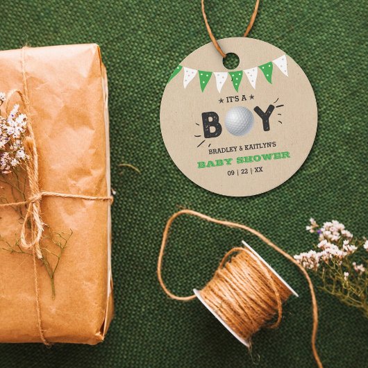 Het is een jongen! Golf ThMED Co-ed Baby shower Bedankjes Labels