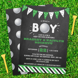Het is een jongen! Golf ThMED Co-ed Baby shower Kaart