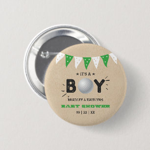 Het is een jongen! Golf ThMED Co-ed Baby shower Ronde Button 5,7 Cm