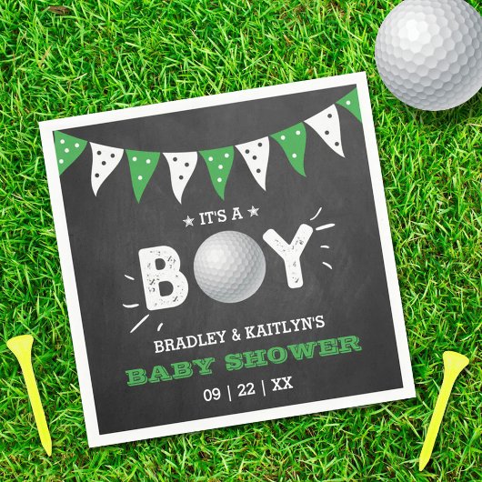 Het is een jongen! Golf ThMED Co-ed Baby shower Servet