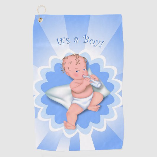 Het is een jongen! golfhanddoek (Voorkant)