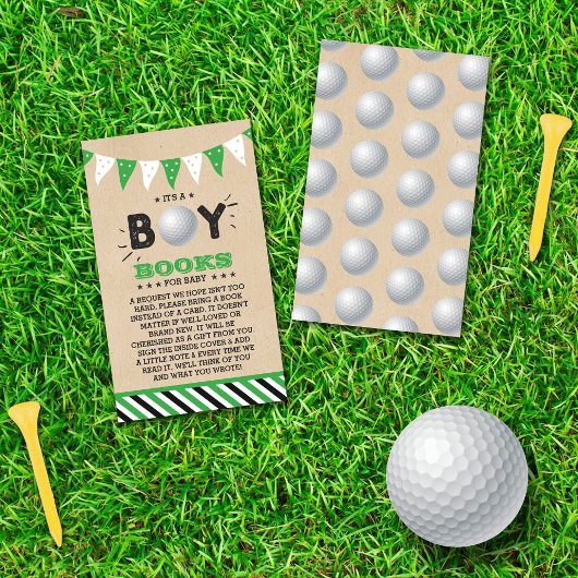 Het is een jongen! Golfthema Baby shower Boek aanv Informatiekaartje