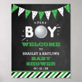 Het is een jongen! Golfthema Baby shower Welkom Poster (Voorkant)