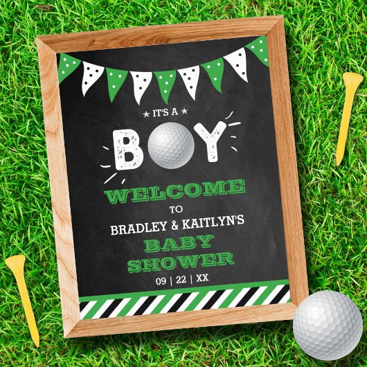 Het is een jongen! Golfthema Baby shower Welkom Poster