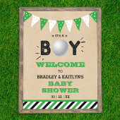 Het is een jongen! Golfthema Baby shower Welkom Poster