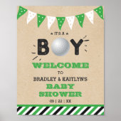 Het is een jongen! Golfthema Baby shower Welkom Poster (Voorkant)