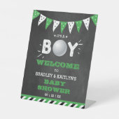 Het is een jongen! Golfthema Baby shower Welkom Reclamebord Met Voetstuk (Voorkant)