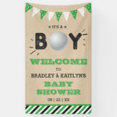 Het is een jongen! Golfthema Baby shower Welkom Spandoek (Verticaal)