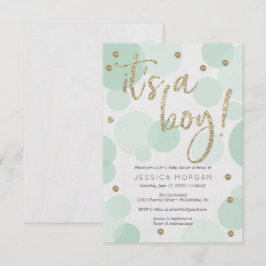 Het is een jongen groene polka dot baby douche uit kaart