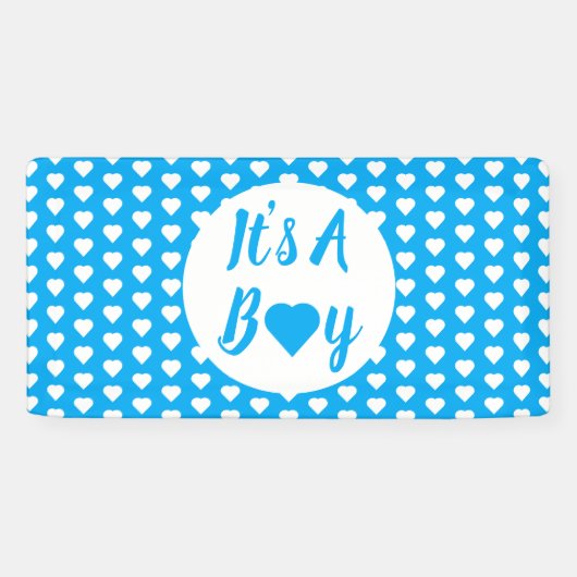 Het is een Jongen Heart Pattern Spandoek (Horizontaal)