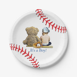 Het is een jongen, het Baby shower van de Baseball Papieren Bordje
