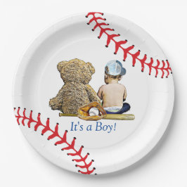 Het is een jongen, het Baby shower van de Baseball Papieren Bordje