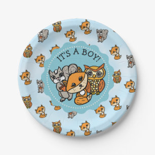 Het is een jongen, het Baby shower van Little Fox Papieren Bordje
