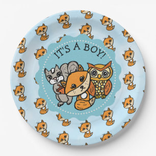 Het is een jongen, het Baby shower van Little Fox  Papieren Bordje