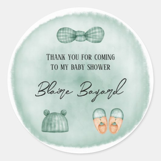 Het is een jongen in Mint Green Baby shower Dank j Ronde Sticker (Voorkant)