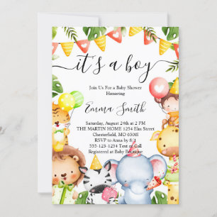 Het is een Jongen Jungle Safari Dieren Baby Shower Kaart