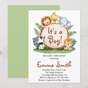 Het is een Jongen Jungle Safari Dieren Baby Shower Kaart