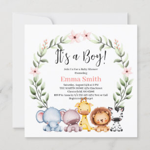Het is een Jongen Jungle Safari Dieren Baby Shower Kaart