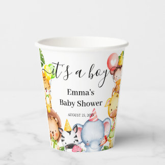 Het is een Jongen Jungle Safari Dieren Baby Shower Papieren Bekers