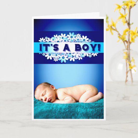 "Het is een jongen!" kaart (Gele Bloem)