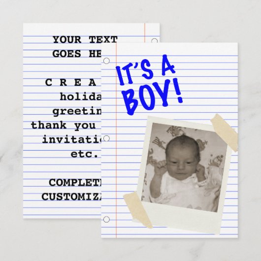 Het is een jongen kaart (Voorkant / Achterkant)