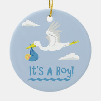 Het is een jongen! keramisch ornament