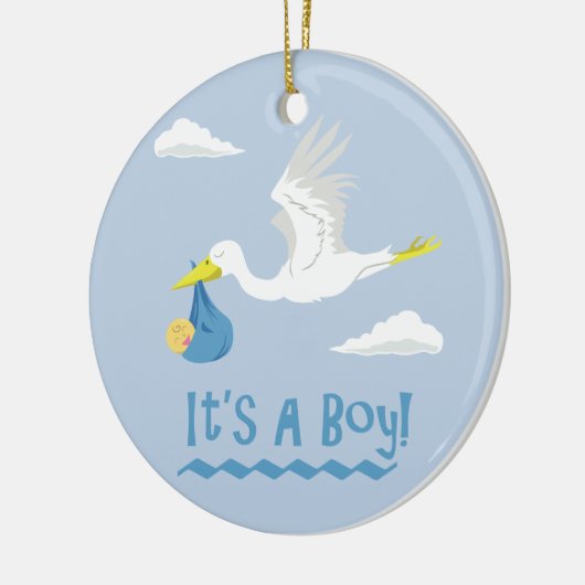 Het is een jongen! keramisch ornament (Links)