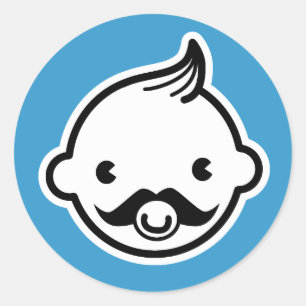 Het is een jongen! Kleine Man Mustache Blue Sticke Ronde Sticker