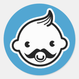 Het is een jongen! Kleine Mannen snor Blauwe Stick Ronde Sticker