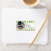 Het is een jongen! Kleurrijke Argyle Etiket (Insitu)