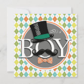Het is een jongen! Kleurrijke Argyle Kaart (Voorkant)
