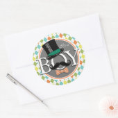 Het is een jongen! Kleurrijke Argyle Ronde Sticker (Envelop)