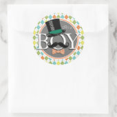 Het is een jongen! Kleurrijke Argyle Ronde Sticker (Tas)