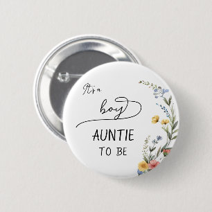 Het is een jongen! Kleurrijke wilde bloem Tante-in Ronde Button 5,7 Cm