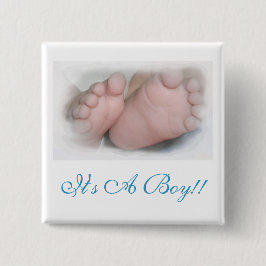 Het is een jongen! Knoop Vierkante Button 5,1 Cm