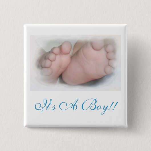 Het is een jongen! Knoop Vierkante Button 5,1 Cm (Voorkant)