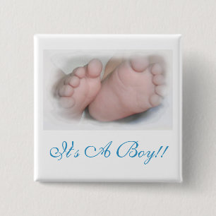 Het is een jongen! Knoop Vierkante Button 5,1 Cm