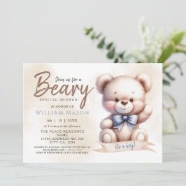 Het is een Jongen Knuffel Beer Baby Shower Waterve Kaart