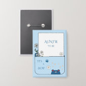 Het is een jongen! Knuffel Beer & Madeliefjes Bloe Button (Voorkant / Achterkant)