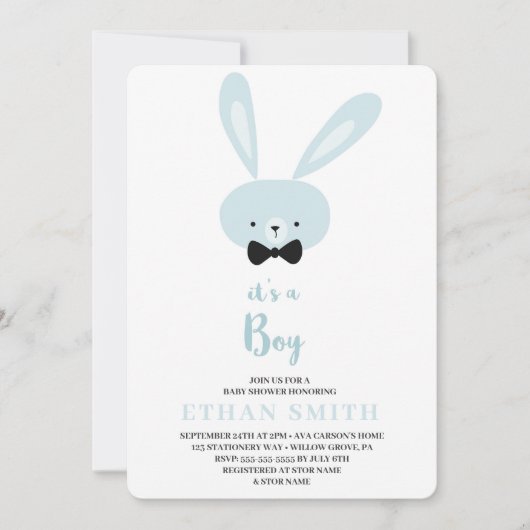 Het is een jongen Knuffel Konijn Baby Shower Kaart (Voorkant)