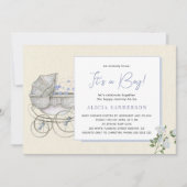 Het is een jongen  koets baby shower feest kaart (Voorkant)