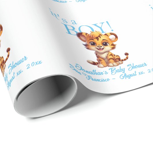 Het is een jongen! l Custom Baby shower Cadeaupapier (Rol Hoek)
